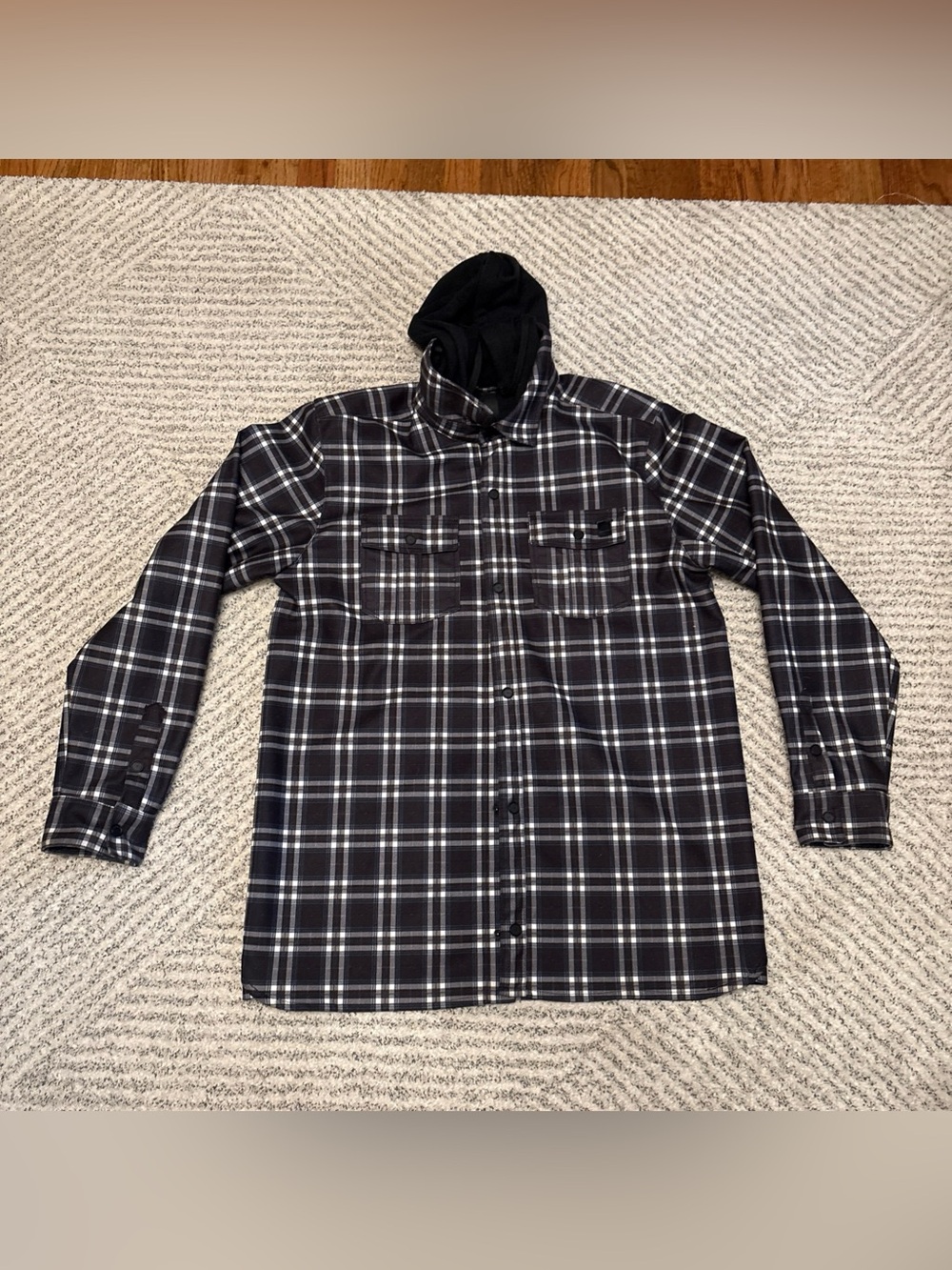 Volcom Hooded Plaid Button Jacket-Size XL